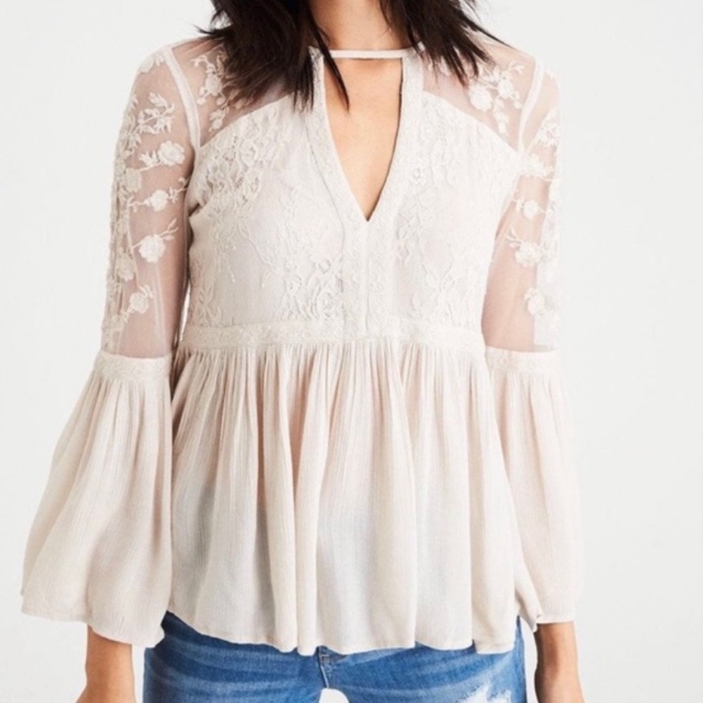 American Eagle Lace Blouse - Size Medium (with Damage)
